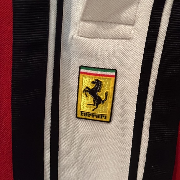 GENUINE Mens Small Ferrari Long Sleeve Button Polo Shirt with stripe - Picture 2 of 5